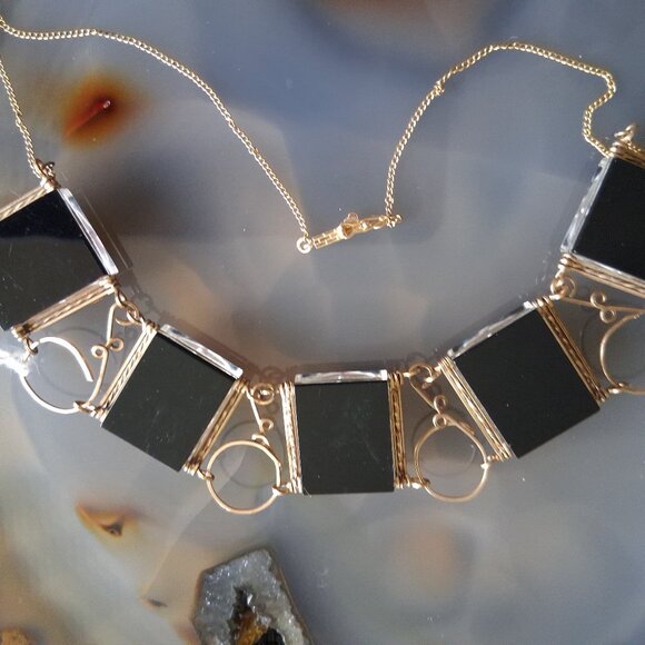 Vintage Reverse Carved Lucite Orchid Necklace - Picture 2 of 3